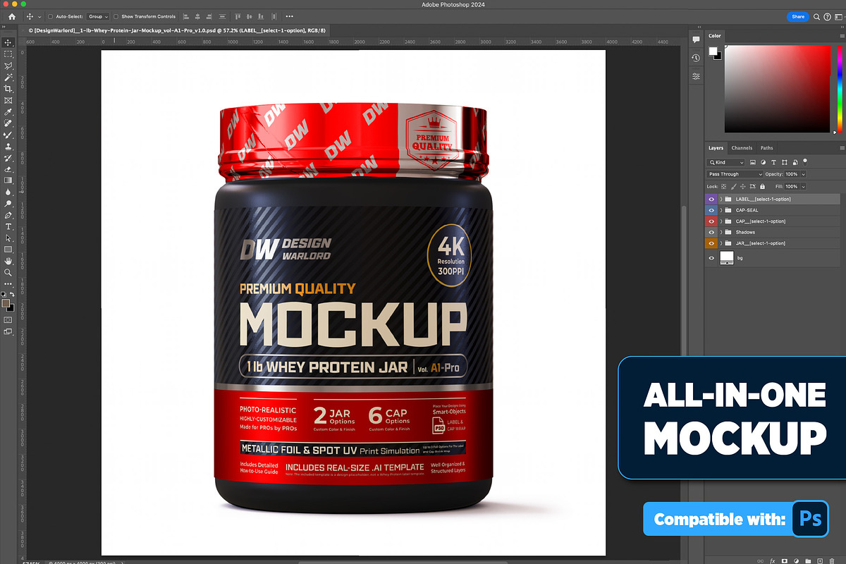 1lb Whey Protein Jar Mockup A1-Pro, a Packaging Mockup by Design Warlord (Photo 2 of 16)