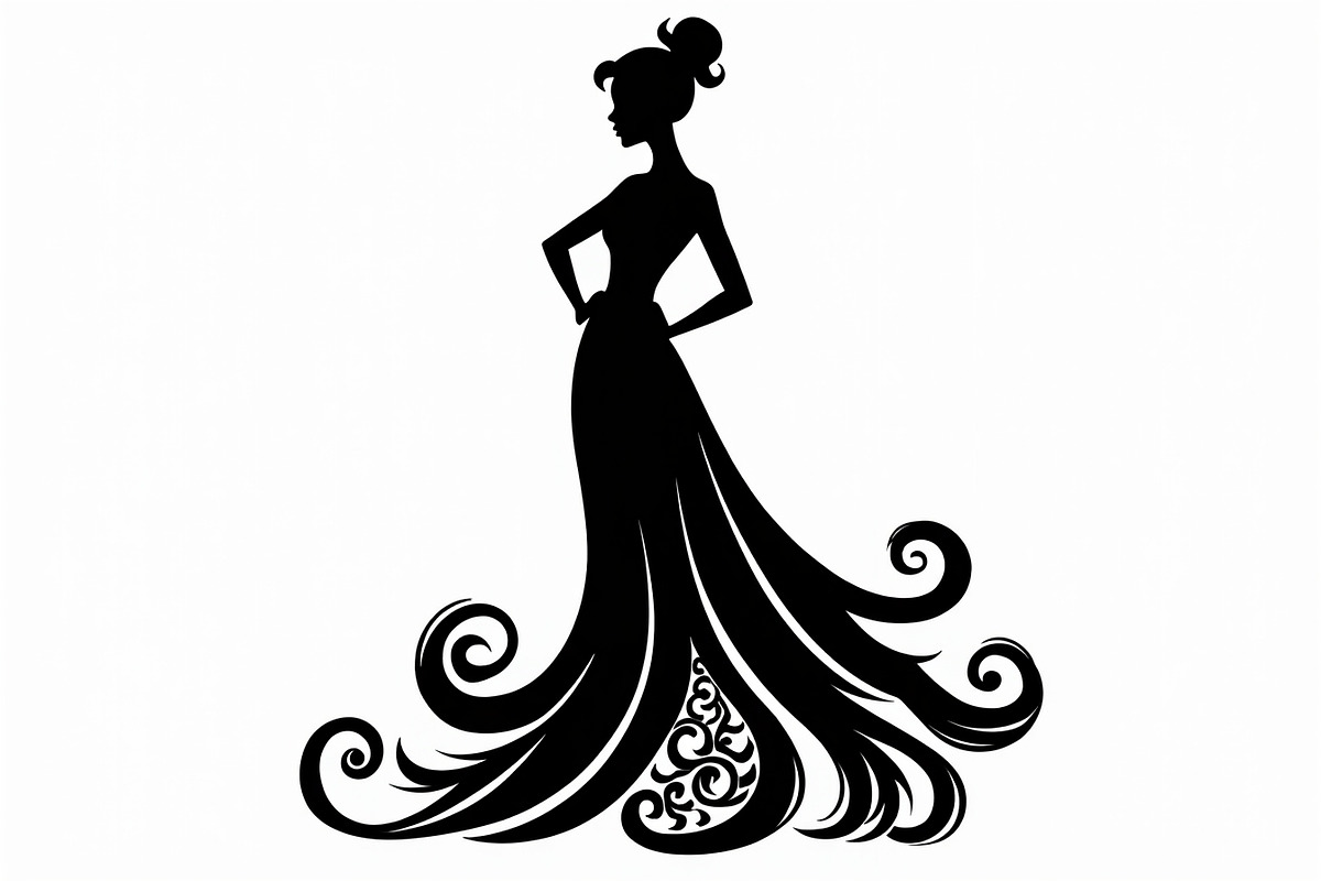 Stylish Gown Silhouette Set, an Illustration by yasushie (Photo 17 of 21)