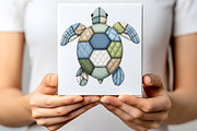 Patchwork Sea Turtle Fabric Summer P, an Illustration by CraftArtStudio (Thumbnail 2 of 4)