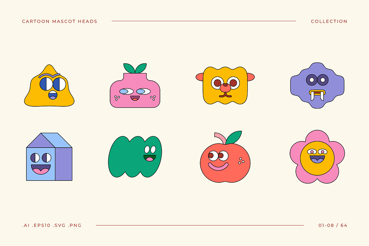 Cartoon Mascot Heads Collection, an Object Graphic by Léo Alexandre (Photo 2 of 16)