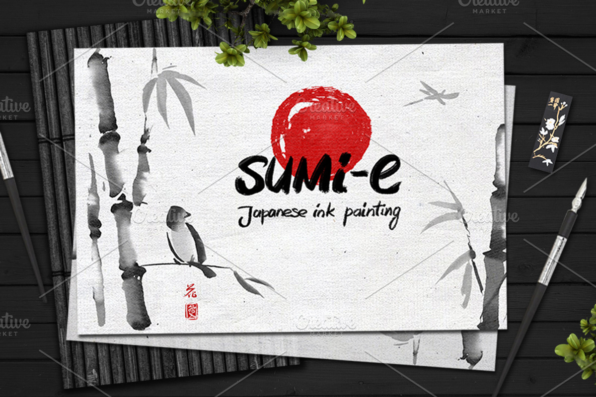 Sumi-e. Japanese ink painting, a Decorative Illustration by Ira Cvetnaya (Photo 1 of 9)
