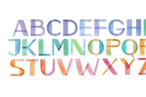 Colorful watercolor aquarelle font type handwritten hand draw abc alphabet letters, an Illustration by undrey