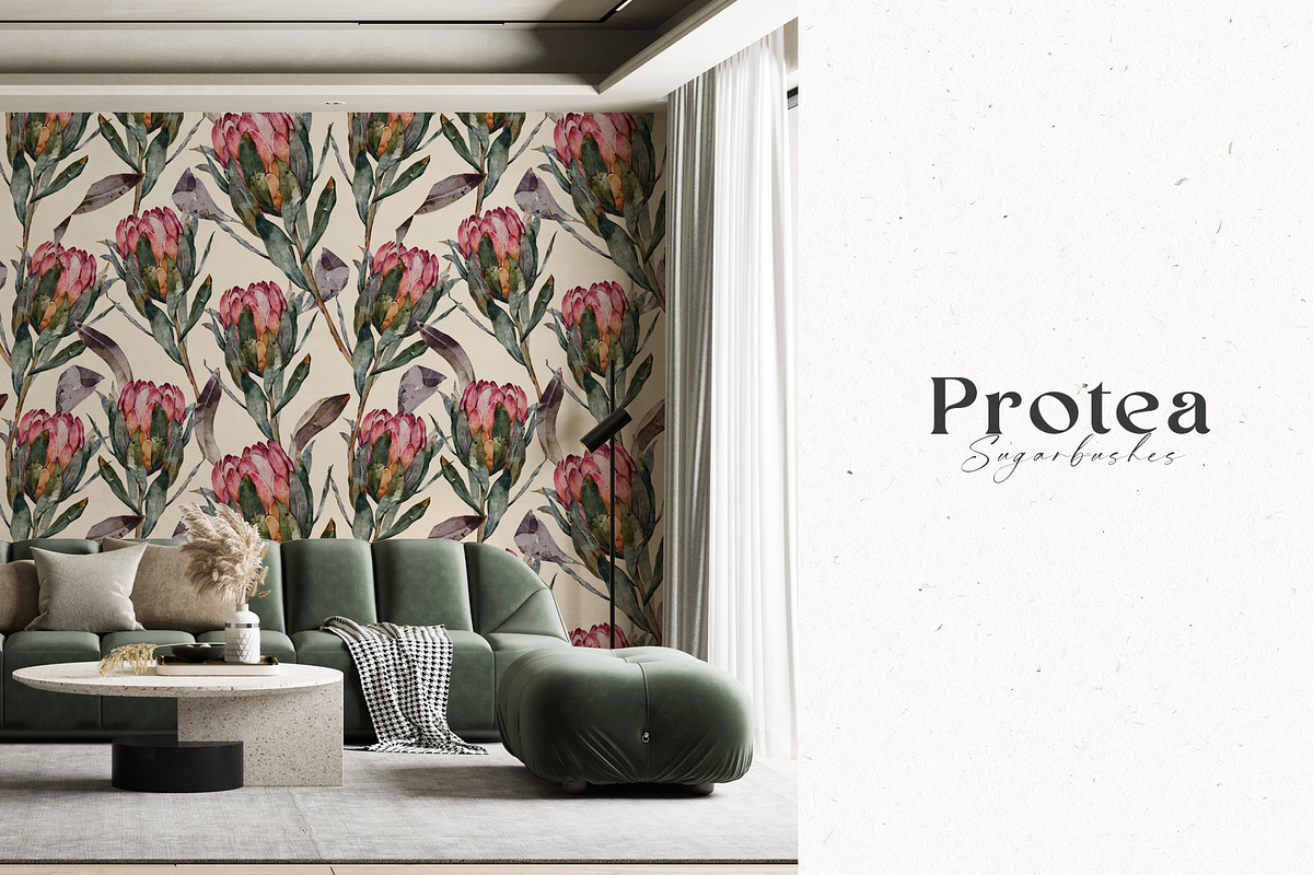 Watercolor Protea Floral Elements, a Decorative Illustration by Damian Roh (Photo 7 of 12)