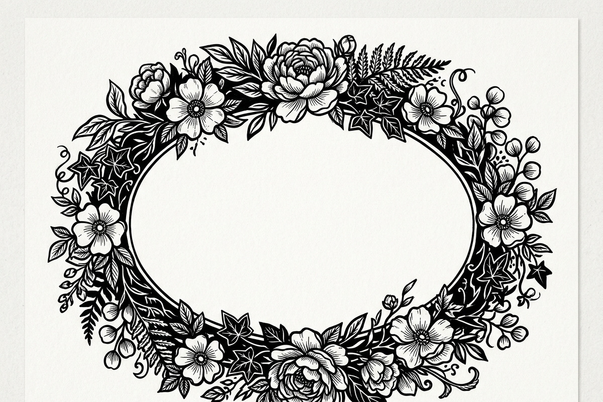 50 Elegant Floral Oval Mirror Frame, a Decorative Illustration by Amazin_art (Photo 4 of 29)