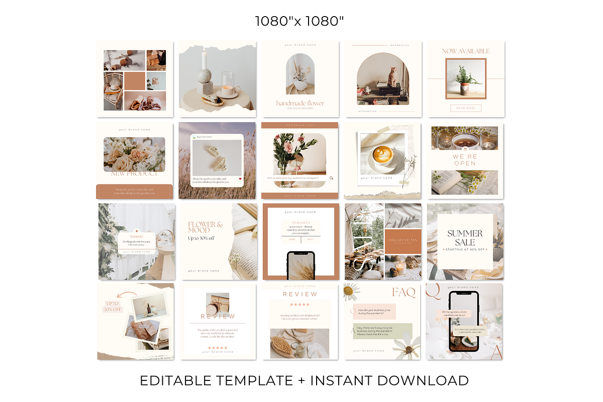 Boho Instagram Post Template Canva, a Social Media Template by Hellohastore (Photo 2 of 8)