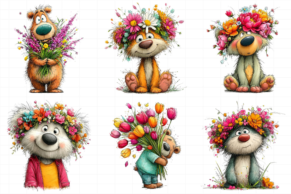 Floral Spring Teddy Bear Clipart, an Illustration by Daily.Designs (Photo 5 of 8)