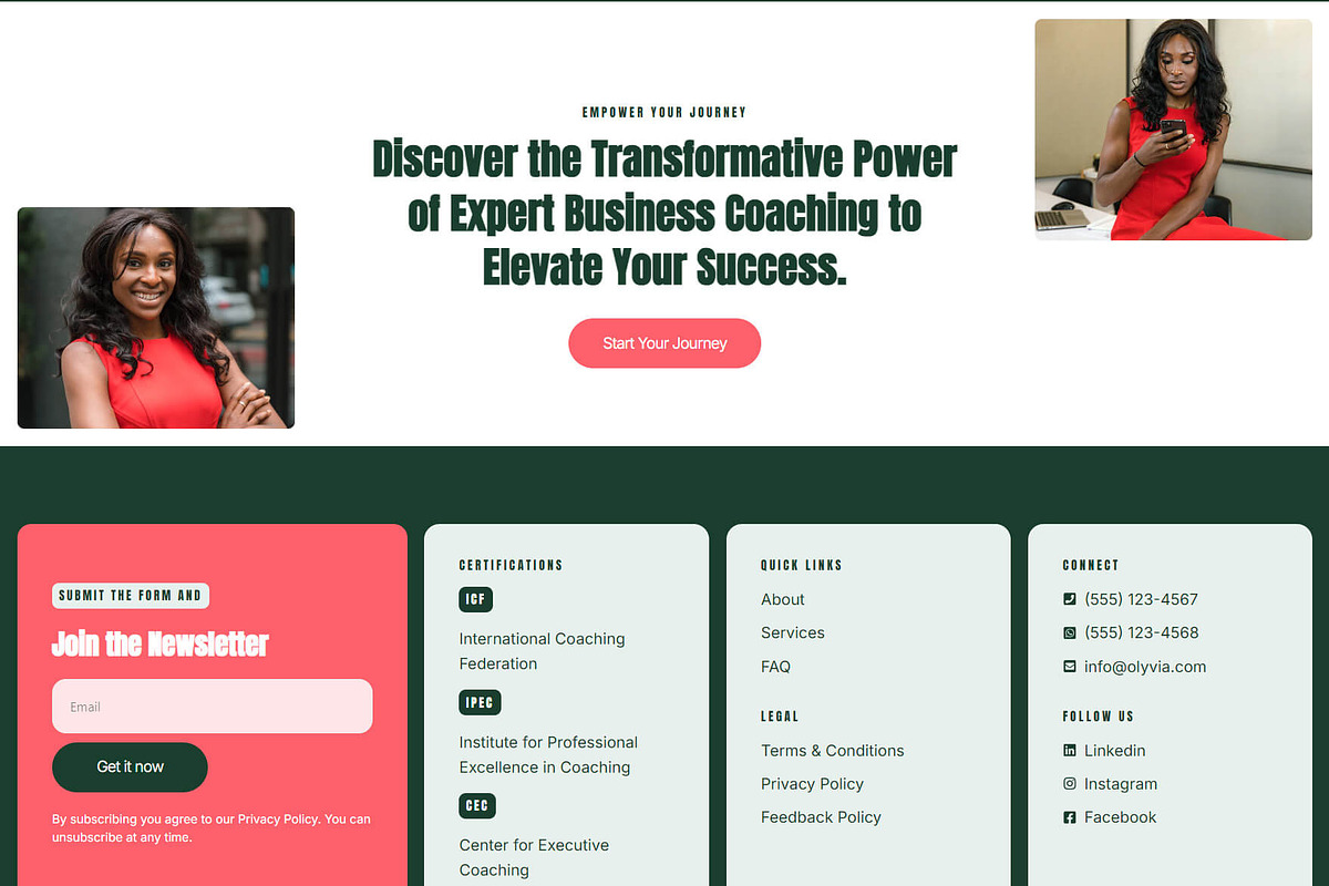 Business Coach Elementor Olyvia, a WordPress Template by OKThemes Studio (Photo 10 of 26)