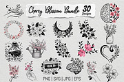 Cherry Blossom SVG PNG Bundle, an Illustration by Actual Pixel (Thumbnail 1 of 33)