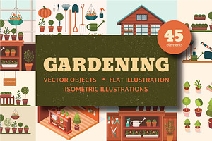 Gardening illustrations and elements