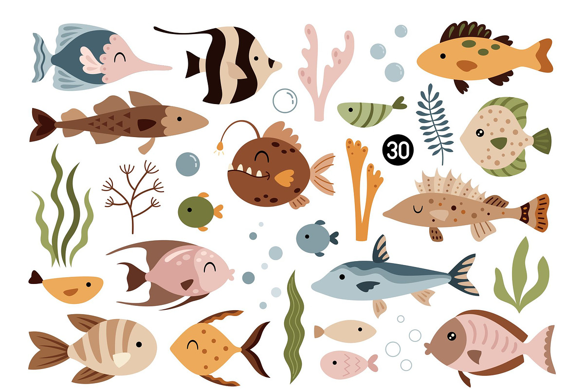 Boho fish clipart, a Seasonal Illustration by JulzaArt (Photo 2 of 6)