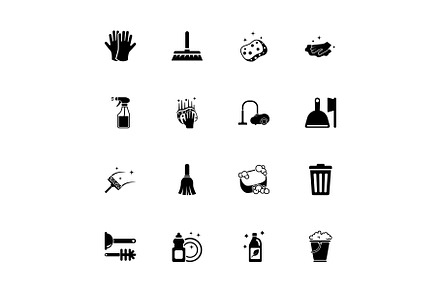 Cleaning - Flat Vector Icons, an Object Illustration by Artsaba Family