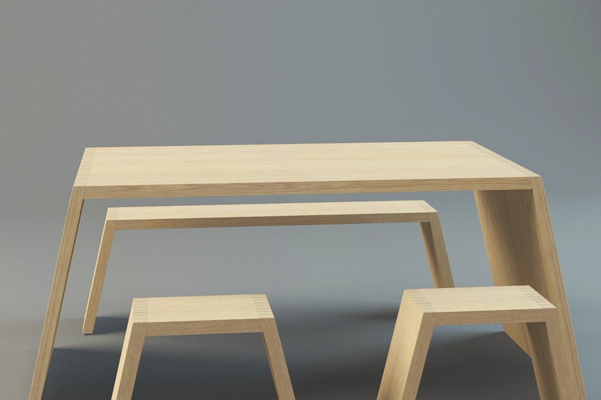 Table set, a Furniture 3D Model by 3Dpapa