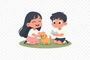 Playing with Dog Illustration, an Animal Illustration by Partikusi Design (Thumbnail 3 of 3)