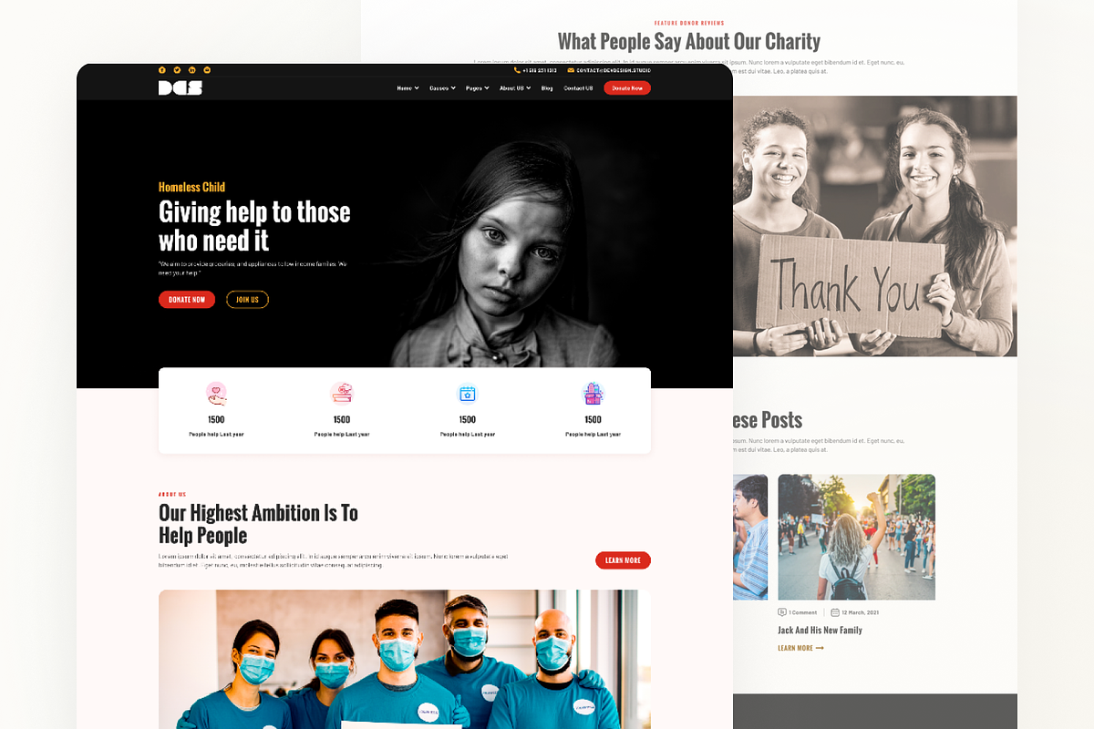 Dev NonProfit Charity web Figma File, an UI Kit Template by litoondev (Photo 1 of 2)