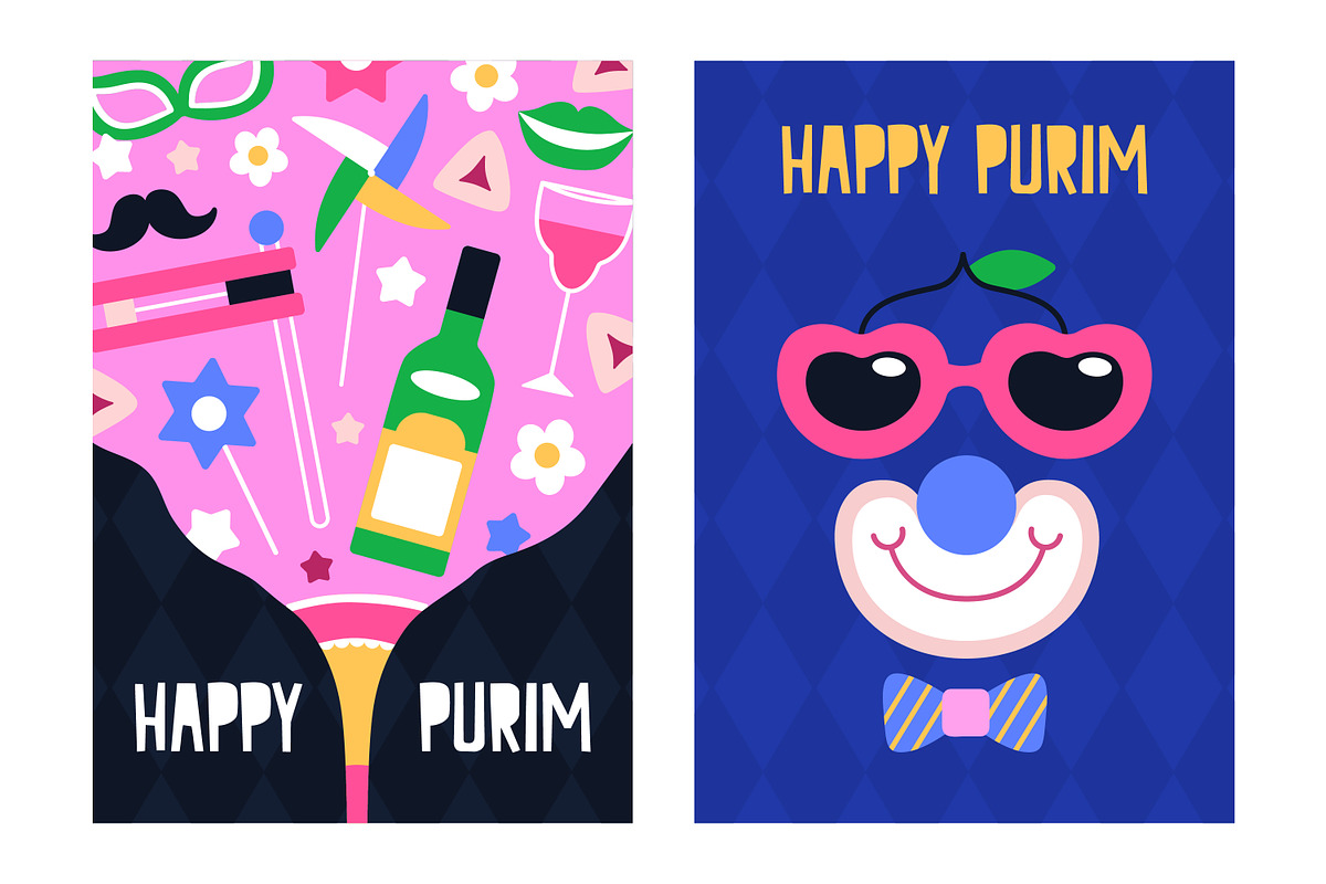 Happy Purim carnival poster cards, a Decorative Illustration by Good Studio (Photo 2 of 6)