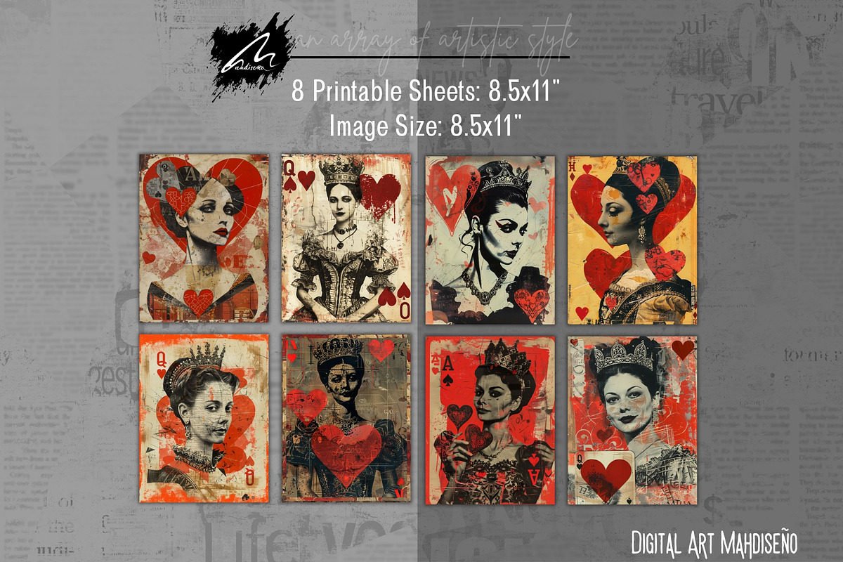 Whimsical Queen Playing Card Pages, a Person Illustration by Digital Art Mahdiseño (Photo 3 of 10)