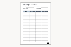 Savings Tracker Sheet Planner