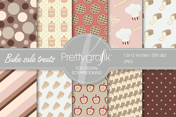 Bake sale digital paper, commercial preview 2