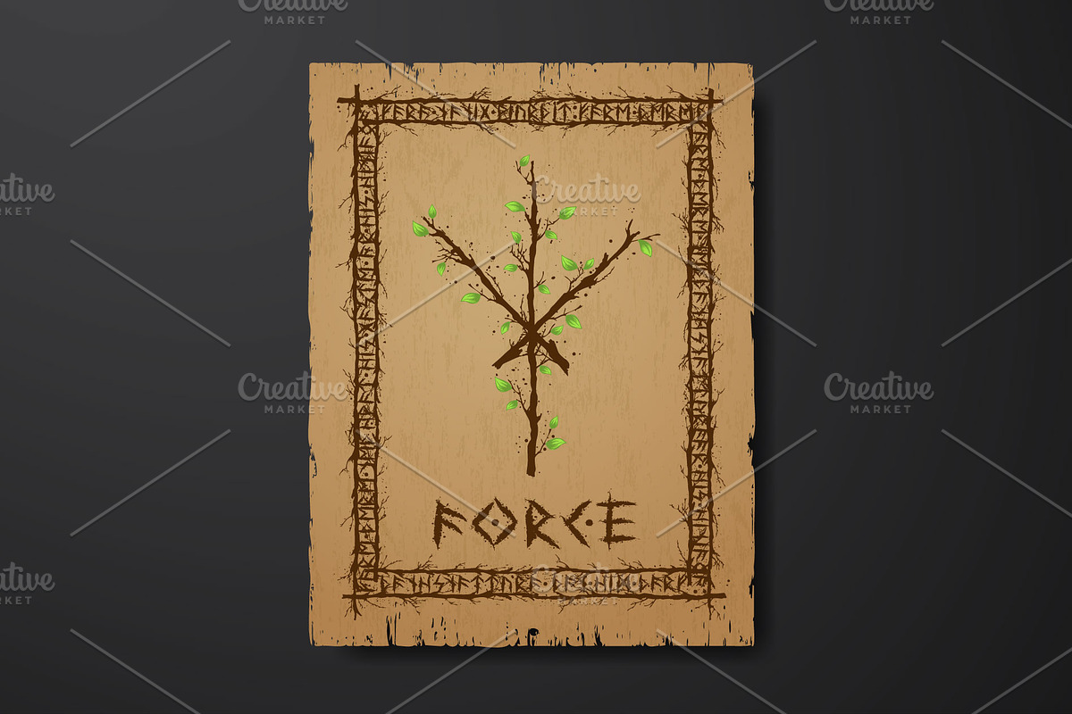Tree branch bind rune parchment, a Texture Graphic by LongQuattroArt