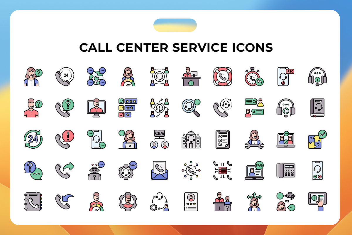 Call Center Service Icons, a Duotone Icon by Wencory (Photo 1 of 3)
