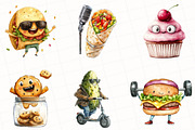 Watercolor Food Characters Clipart, an Illustration by OK Design (Thumbnail 4 of 5)