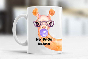 Llama Peekaboo - Watercolor Clipart