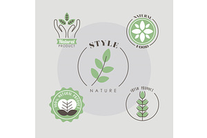 five natural labels, an Illustration by studiogstock