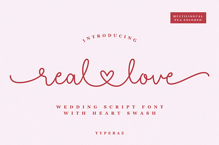Real Love - Heart Swash Script Font, a Script Font by Typebae
