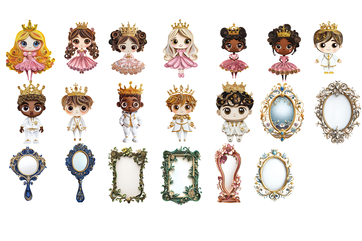 Princess Quilled Paper Clipart Set, a Person Illustration by PrintablesByFranklyn (Photo 4 of 6)
