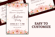 5 Sweet Sixteen Invitations Floral, a Templates & Theme by TemplateCastleStore (Thumbnail 8 of 9)