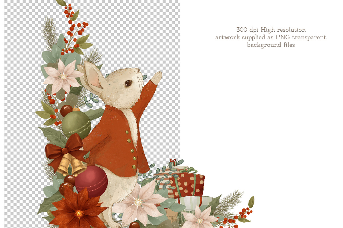 Christmas Peter Rabbit Clipart Set, an Illustration by AlenaVlasko stock Market (Photo 2 of 8)