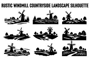 Dutch Windmill Field Set, an Illustration by Designs_River