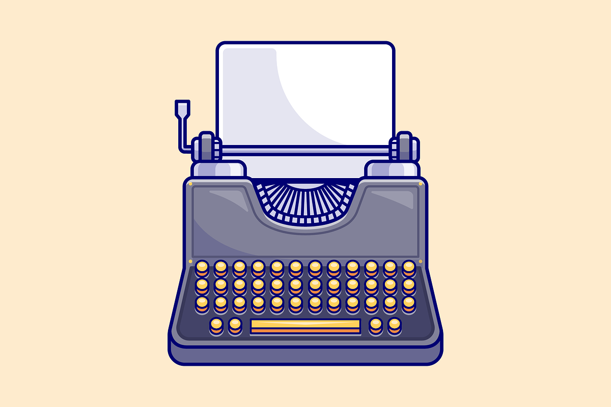 Typewriter Cartoon Illustration, a Technology Illustration by Catalyst Labs