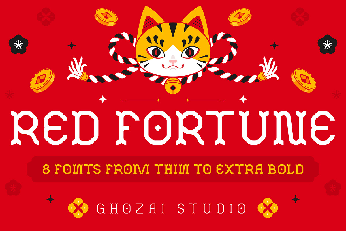 Red Fortune - Asian Inspired Font, a Slab Serif Font by ghozai studio (Photo 1 of 8)