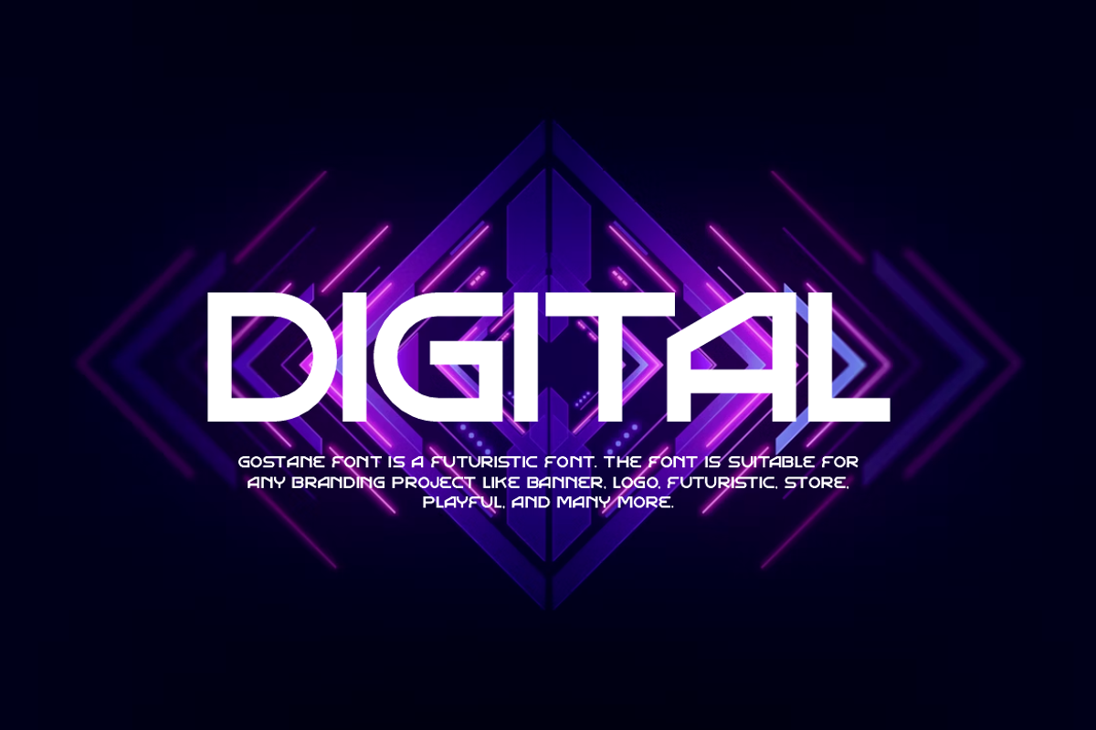 Gostane - Futuristic Tech Font, a Sans Serif Font by QR Design Studio (Photo 3 of 7)