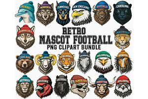 Retro Mascot Football png Bundle