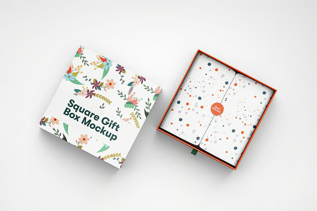 Square Paper Gift Box PSD Mockup, a Packaging Mockup by zphotographystudio (Photo 9 of 11)