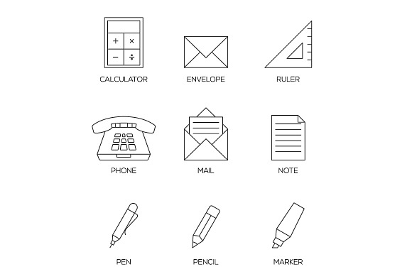 Office Tools Outline Icons Vol 2