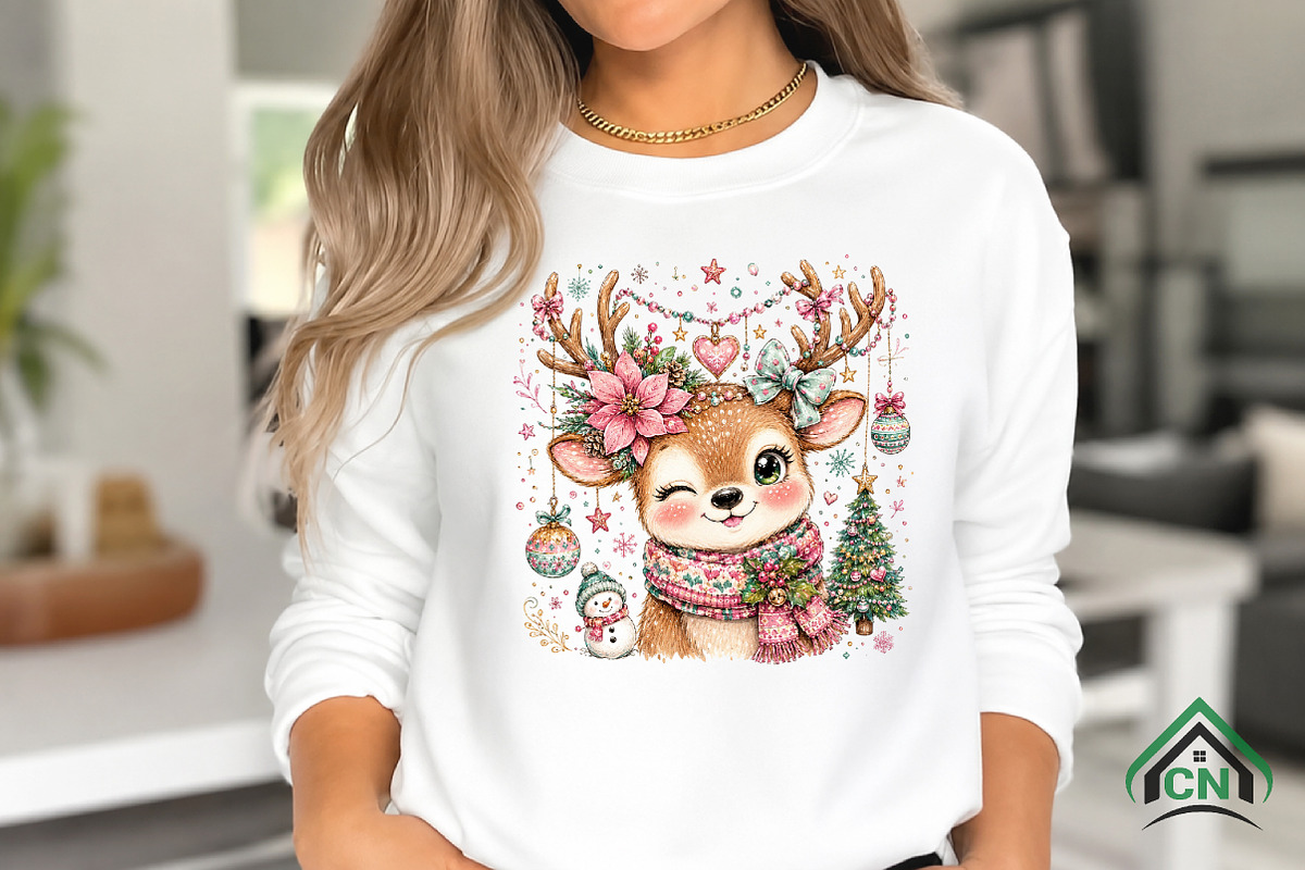 Whimsical Christmas Deer PNG, a Seasonal Illustration by Craft Nest (Photo 3 of 6)