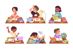 Children homework. School boredom, an Object Illustration by Stock-Smart-Start