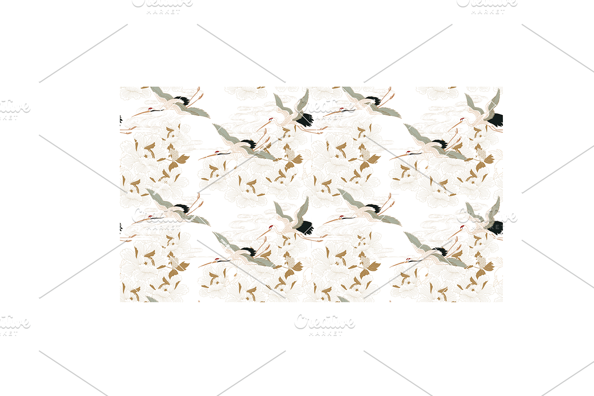 Crane birds with natural elements, a Pattern Graphic by marukopum (Photo 14 of 15)