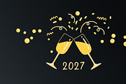 Two golden champagne glasses, a Seasonal Illustration by sceptical cactus (Thumbnail 3 of 3)