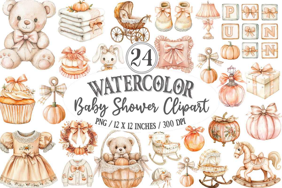 Autumn Pumpkin Baby Shower, a Seasonal Illustration by Designking (Photo 1 of 4)