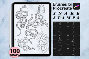 100 procreate snake stamps
