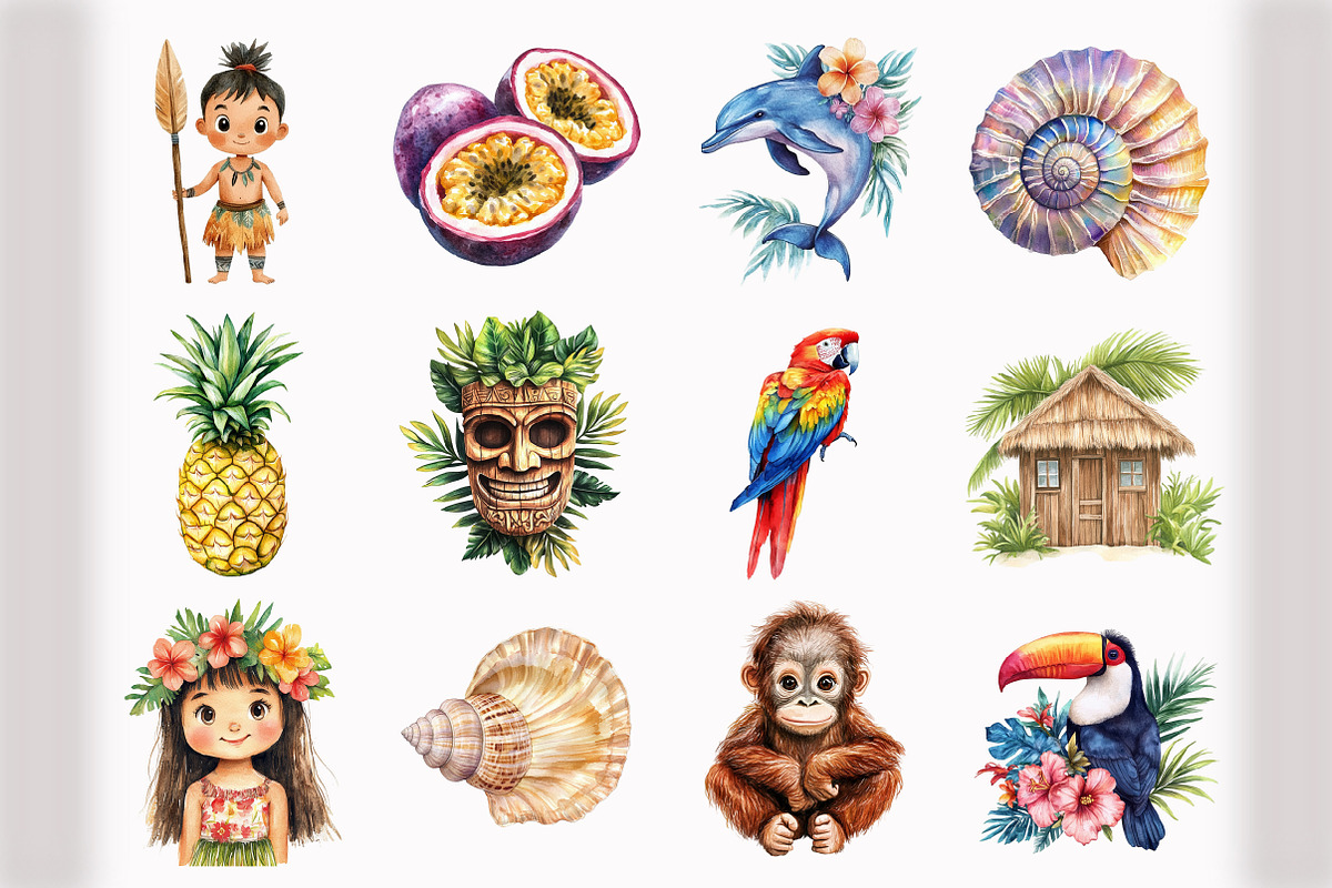 Tropical Clipart Bundle, an Illustration by Design Market (Photo 4 of 5)