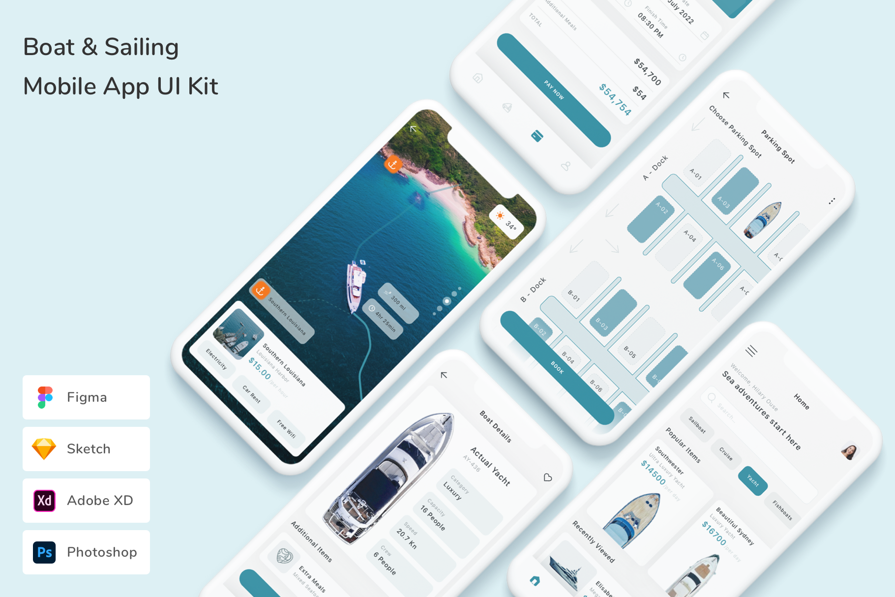 Boat & Sailing Mobile App UI Kit, an UI Kit Template by Betush