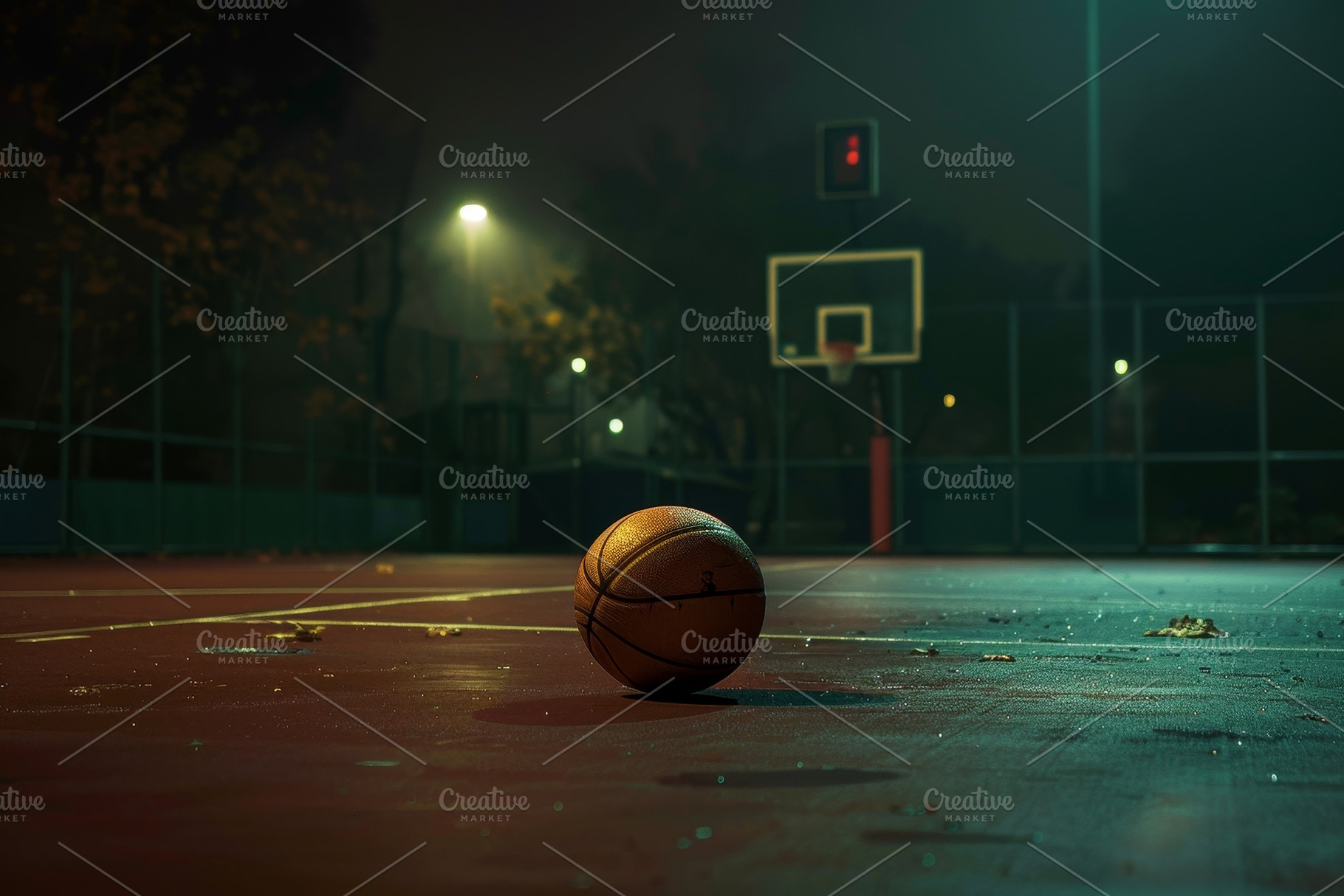 An illuminated basketball rests on t, a Photo by Iftikhar Alam