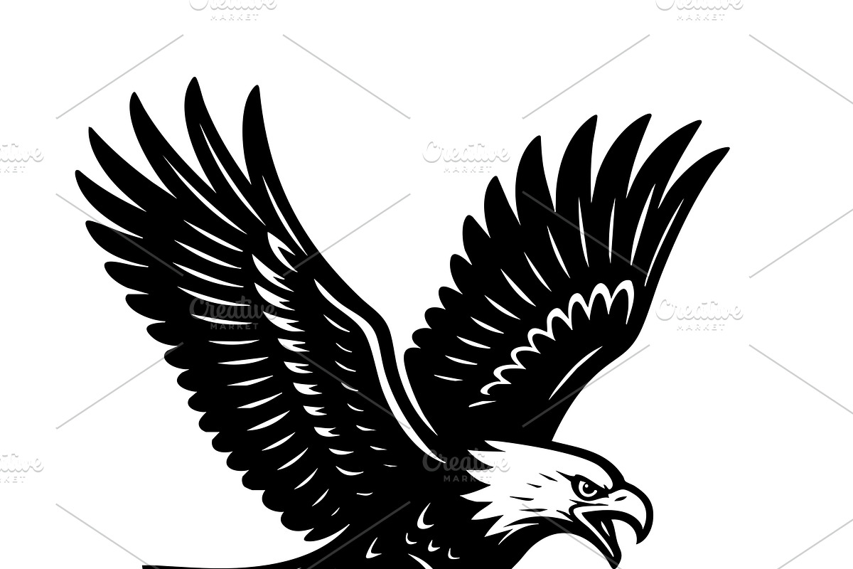 Eagle soaring with a fish. Birds., an Animal Illustration by yod67