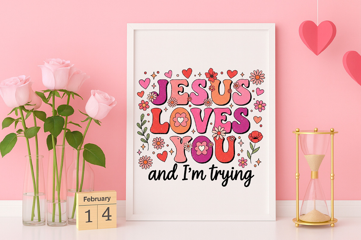 Jesus Loves You Retro Valentines Day, an Illustration by Canvas Craft (Photo 6 of 6)
