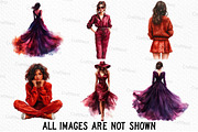 Burgundy Woman Watercolor Clipart, an Illustration by Craft Nest (Thumbnail 3 of 6)